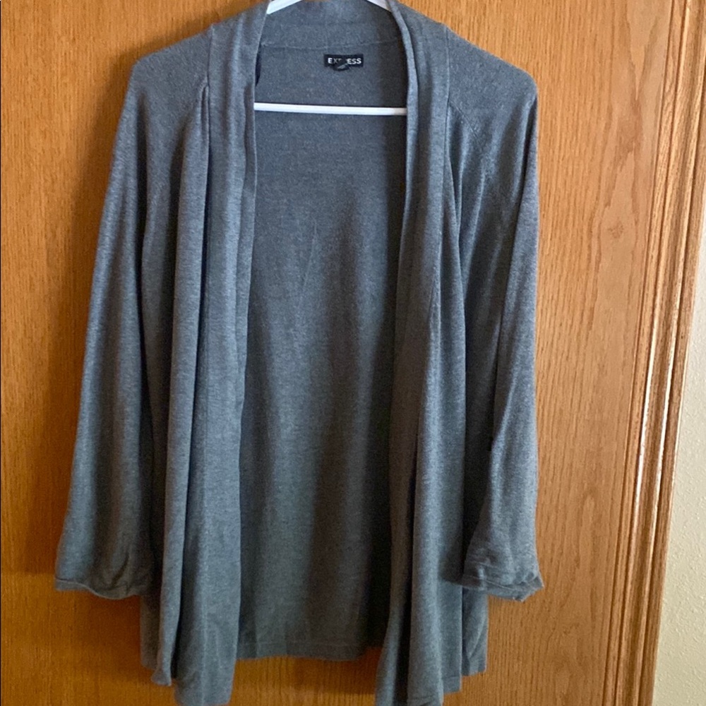 Express Gray Cardigan Sweater with Open Front